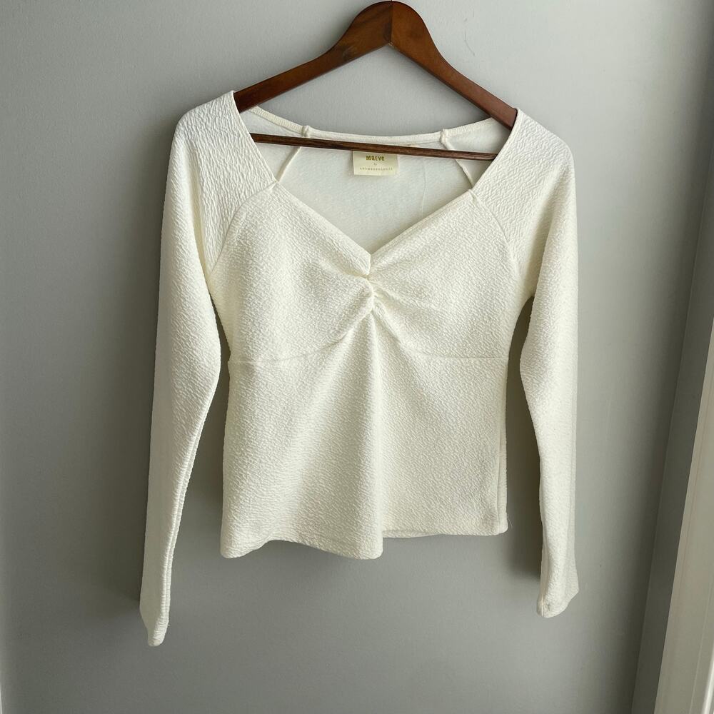 NWT Maeve by Anthropologie Ivory Textured Long Sleeve Top size S